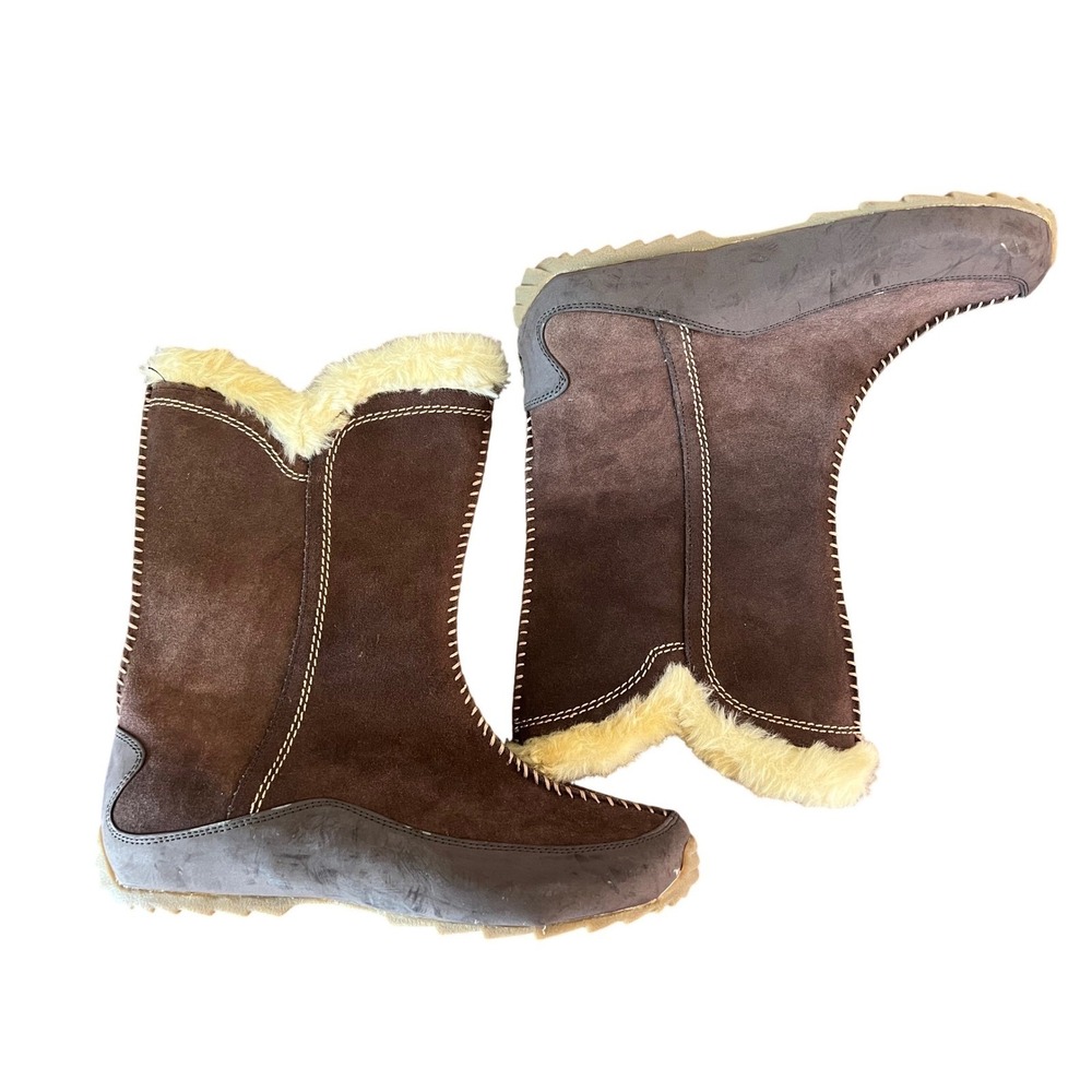 Sporto Brown Leather Waterproof Insulated Faux Fur Boots Womens 11M